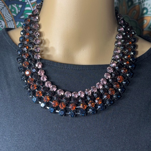 Cara New York Black Tone Rhinestone Necklace