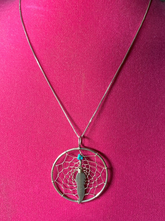 Sterling Silver Turquoise Dreamcatcher Necklace