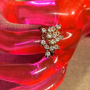 Gold Tone Cubic Zirconia Cluster Ring Size 9