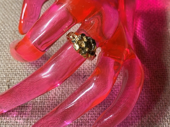 Vintage Korea Gold Tone Faux Gold Nugget Ring Siz… - image 1