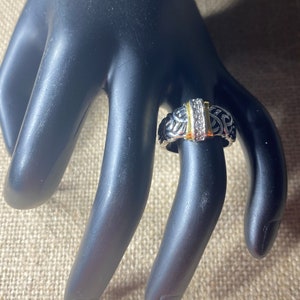 Two Tone Cubic Zirconia Celtic Knot/Rope Ring Size 7