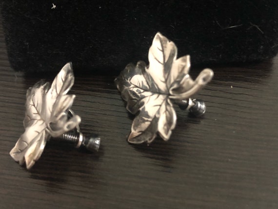 Maple Leaf Sterling Silver Screw Back Earrings - image 2
