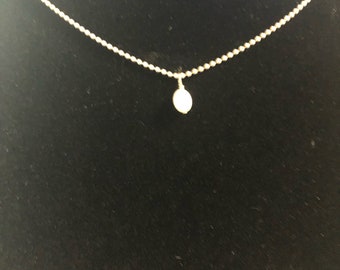 Sterling Silver Ball Chain with Pearl Pendant Necklace