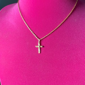 Vintage Lady Remington Gold Tone Cross with Crystal Center