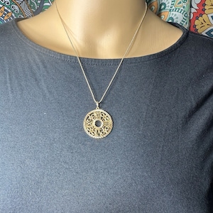 Gold Plated Sterling Silver Roman Numeral Clock Medalion Pendant Necklace
