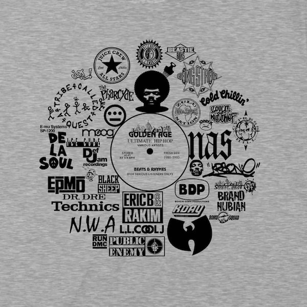 Golden Age Of Hip Hop  T-Shirt Classic Hip Hop Records | Boom Bap | G Funk | Dj Music | Record Collectors