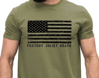Foxtrot Juliet Bravo T-Shirt Let’s go Brandon F Joe Biden FU46 USA FLAG