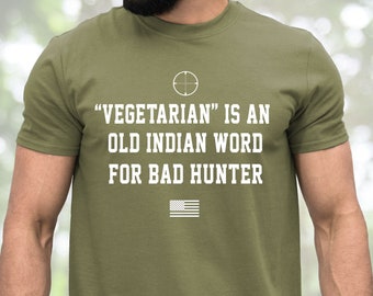 Végétarien est un vieux t-shirt indien pour Bad Hunter USA Hunter Rifle 2A