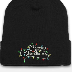Gestickte Weihnachtslichter Beanie: Feiertags-Cuffed-Mütze