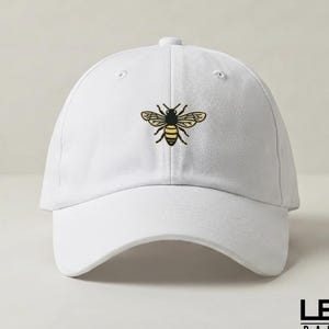 Bee Embroidered Baseball Cap: Honey Bee Adjustable Cotton Dad Hat