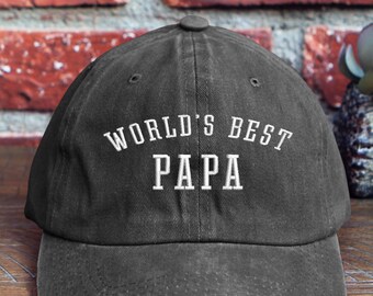 Worlds Best Papa  Embroidered Baseball Unisex Cap Low Profile Dad Hat