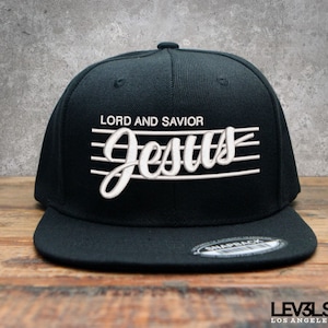 Retro Jesus Embroidered Snapback Cap: Lord and Savior