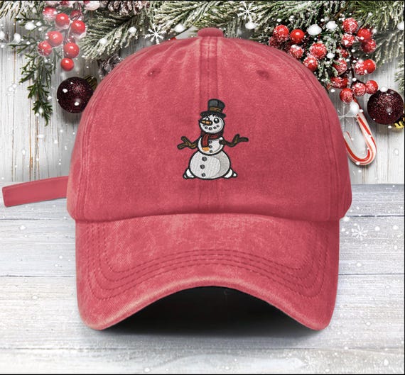 Merry Christmas Hat Vintage Adjustable Snowman Cartoon Baseball Cap Embroidered Embroidered Snowman Dad Hat, Winter Baseball Cap - Etsy main image 3