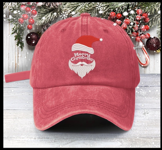Embroidered Santa Face Baseball Cap Merry Christmas Hat