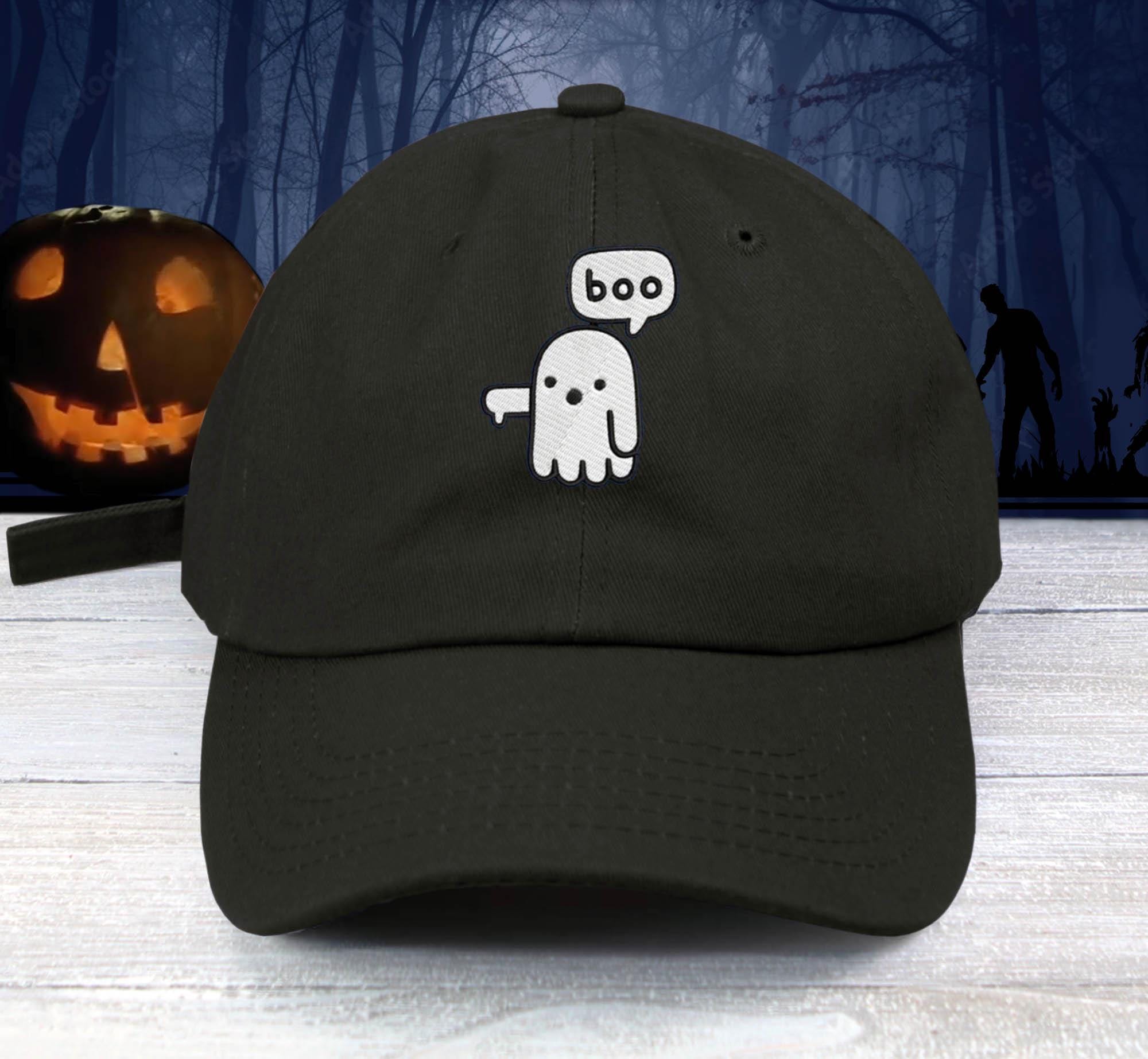 Boo Ghost  Dad Hat Embroidered Baseball Unisex Cap Thumbs Down Not Your fan Ghost