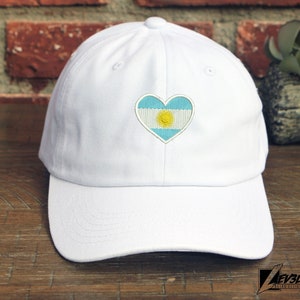 Argentina Love  Embroidered Low Profile Baseball Unisex Cap I Love Argentina Flag Heart Cap