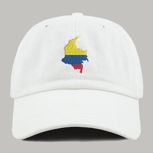 Carte de la Colombie avec chapeau de papa brodé I Love South America Viva Colombia