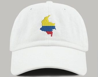 Colombia Map Dad Hat  Embroidered I Love South America Viva Colombia