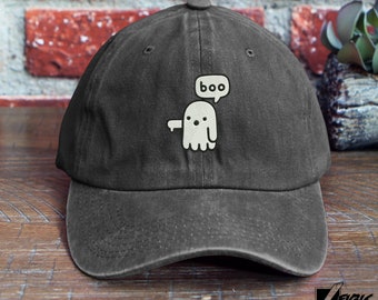 Boo Ghost Dad Hat Bestickte Baseball Unisex Mütze Thumbs Down Not Your fan Ghost