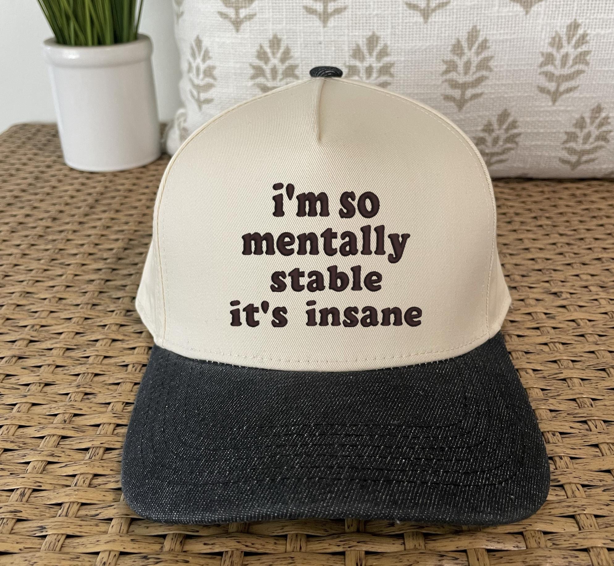 Mentally Stable Embroidered Snapback Cap: Funny Humor Baseball Cap