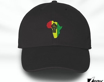 AFRICA MAP Gorra de béisbol bordada de bajo perfil Hebilla ajustable Black Power AKA Dad Hat