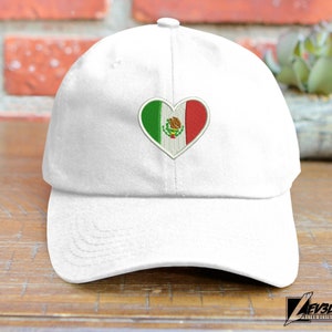 Mexico Love  Embroidered Low Profile Baseball  Cap  | I Love Mexico| Mexico  Flag Heart | Dad Hat