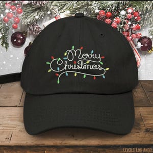 MERRY CHRISTMAS Lights  Embroidered Low Profile Baseball Cap Christmas Hat Christmas Gift  Santa Baby