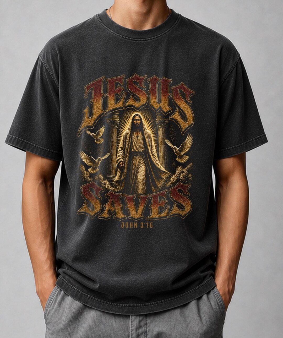 Vintage Jesus Saves Graphic Tee | Retro Bootleg Christian T-shirt John ...