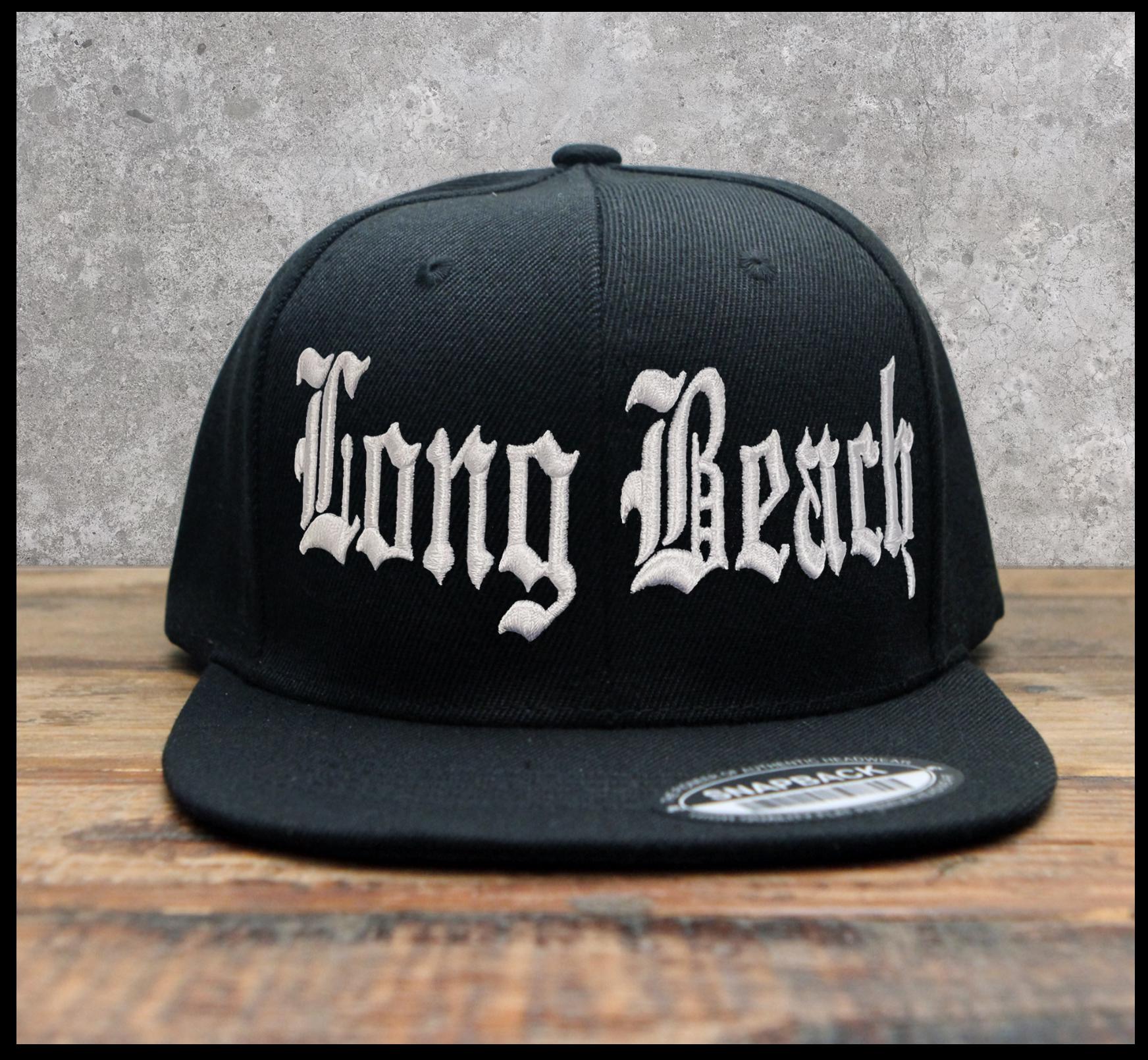 Long Beach Old English Embroidered Snapback Cap | Long Beach Long Beach Old English Embroidered Snapback Cap | Long Beach