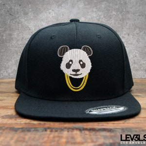 Panda Gold Chains Embroidered Snapback Baseball Cap | Panda Chill | Street Hustle
