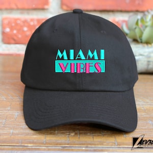 Miami Vibes Embroidered Cotton Dad Hat - Adjustable Baseball Cap