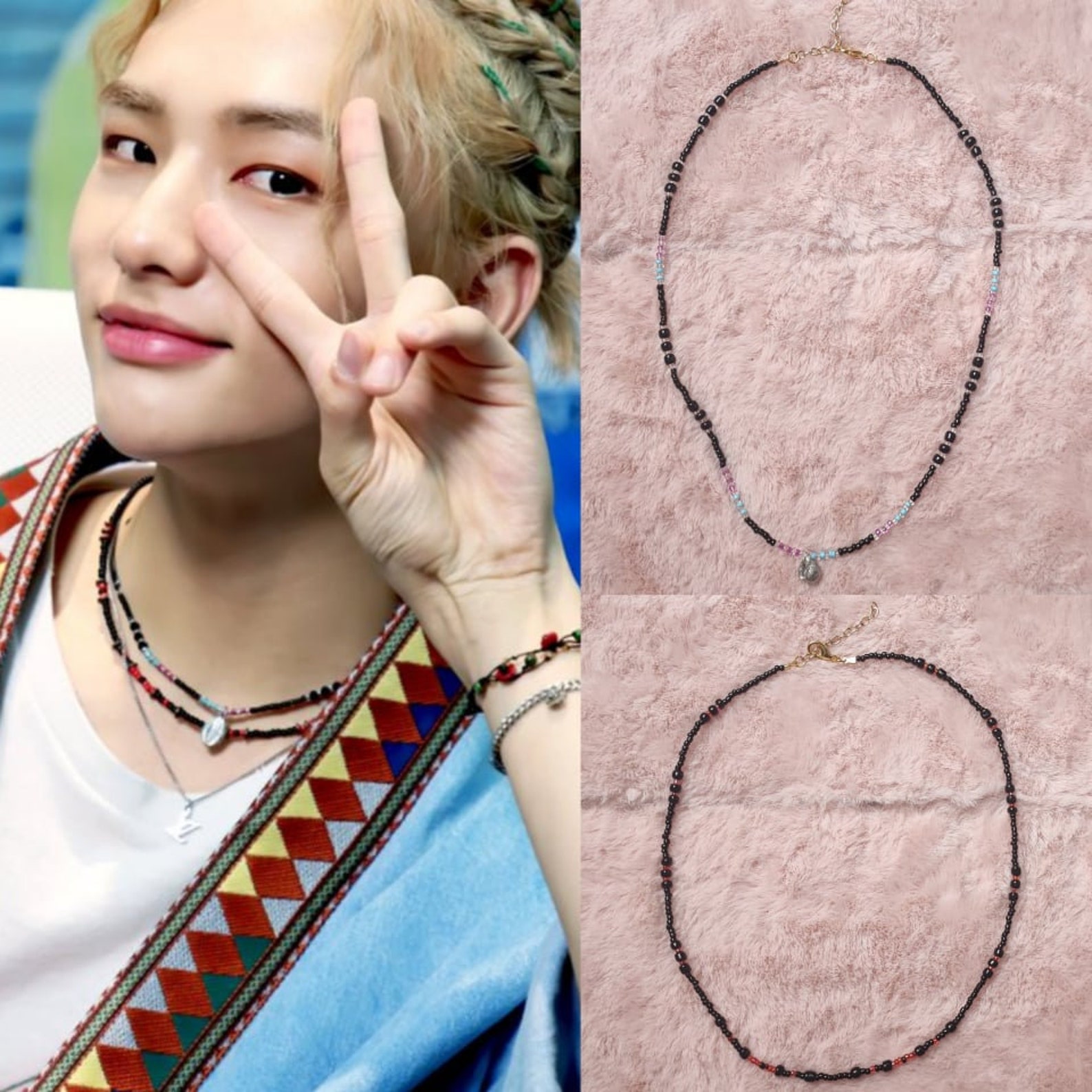 Stray Kids Hyunjin Inspired Beaded Necklace - Etsy