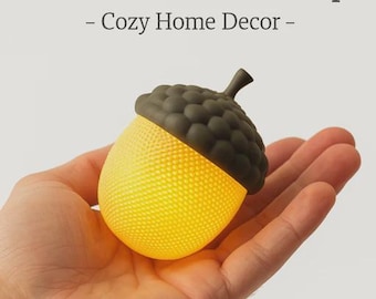 Mini Acorn LED Lamp | Cozy Home Decor | Cute Night Light | 3D Printed Tea Light Holder | Woodland Gift Idea