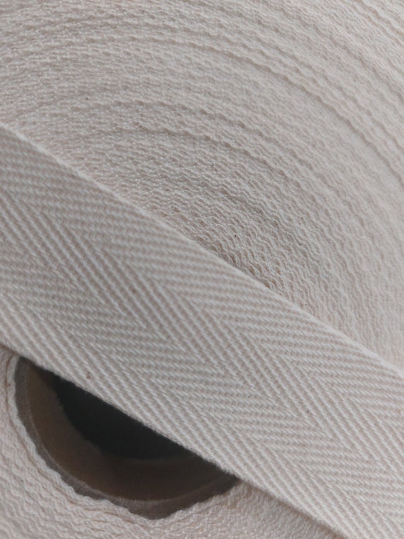 Herringbone Tape Cotton Twill Tape Webbing Binding Strap Bunting Sew Bag handles ties edging loops hooks 25mm 2.5cm or 1 inch Natural Cream