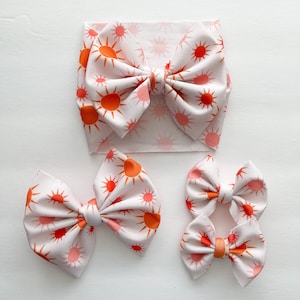 Swim Sunny Daze Headwrap, Summer Waterproof Hair Bow, Newborn Headwrap, Pigtail Bows, Pool bows