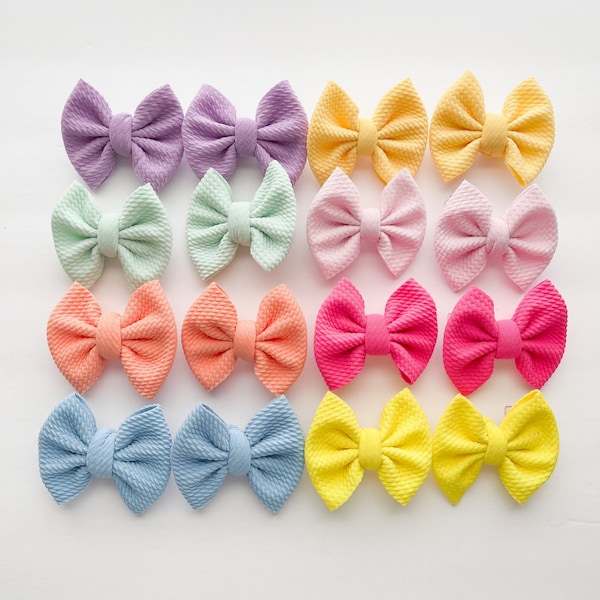 Spring and Summer Solid Pigtail Bows, Solid Color Bows in Hot Pink, Yellow, Purple, Light Blue, Mint