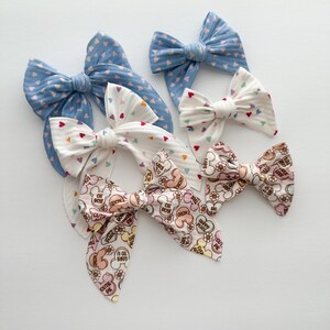 Valentine&#39;s Day Hand-Tied Bows, Hearts Sailor Bow on Nylon Headband or Clip, Hearts, Mouse Hearts, and Sweet Hearts Hair Bows