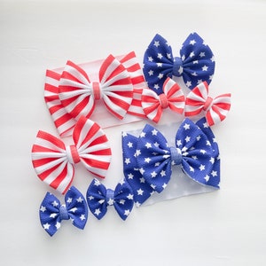 Stars and Stripes Headwrap, Forth of July Baby, Newborn American Flag Bow, Independence Day Hair Clip, Choose From Stars, Stripes, or Both