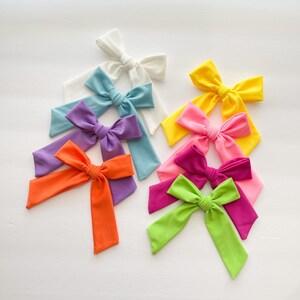 Sailor Swim Bows Handtied, Waterproof Spring and Summer Pool Bows on Clip, Solid Color Pigtail Bows