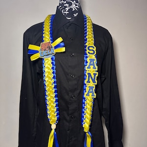 UCLA, Braided Ribbon Lei, Graduation Lei, Party Lei, Satin Ribbon Lei