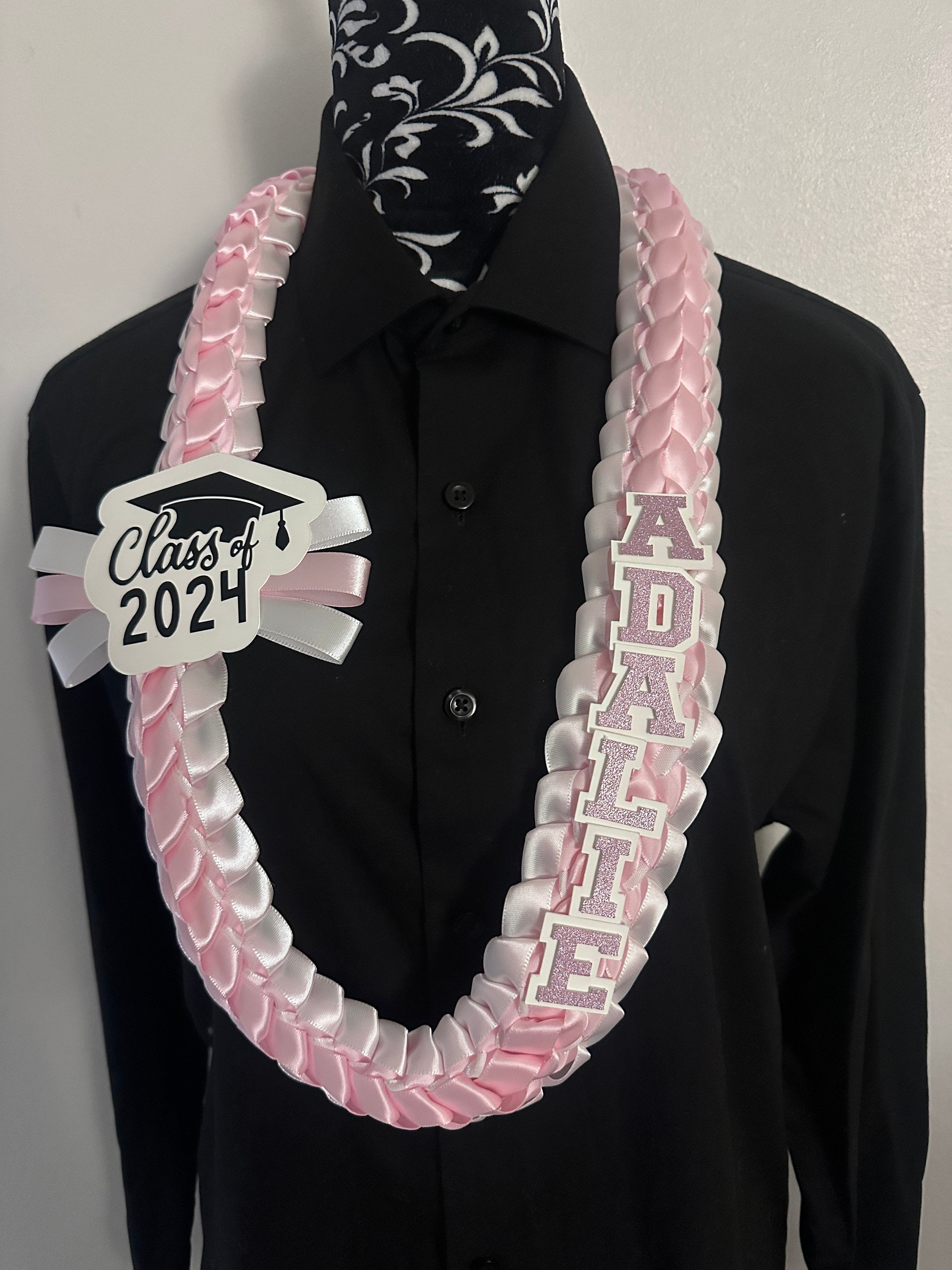 Harlier Graduation Leis Class Of 2024 Decorations, Handmade Double Braided Necklace Ribbon Bows Him Her High School College Congrats Grad Gifts Party Sup