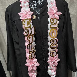 Flower, Satin, Braided Ribbon Lei, Graduation Lei, Party Lei, Satin Ribbon Lei