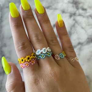 Flower Seed Bead Rings