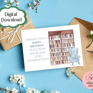 Druckbare Geburtstagsgrußkarte Sofortiger Download 18x15 inch Karten zum Geburtstag, Geburtstagskarte zum Herunterladen, Buch Geburtstagskarte, Reader