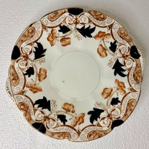 Antique Gaudy Welsh Oyster Saucer Allertons Staffordshire Orange Cobalt Luster