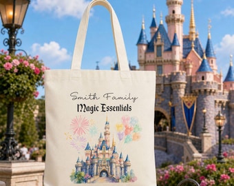 Personalized Castle Tote Bag, Magic Trip Essentials, Cotton Canvas Vacation Bag