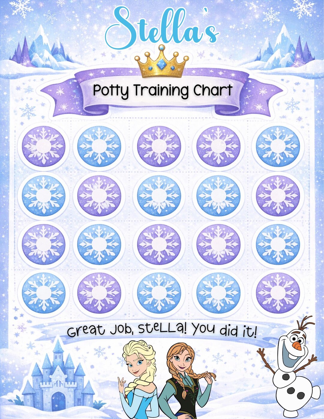 Potty Training Chart for Toddlers | Ice Princess Frozen Potty Chart ...