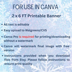 May include: A digital banner template for use in Canva, sized 2 x 6 feet. The design features editable text and is easy to upload to Walgreens and CVS. Canva Pro is required for watermark-free printing. Instructions are provided upon download.