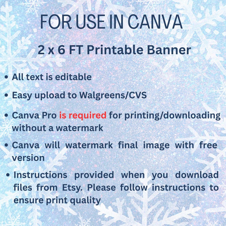 May include: A digital banner template for use in Canva, sized 2 x 6 feet. The design features editable text and is easy to upload to Walgreens and CVS. Canva Pro is required for watermark-free printing. Instructions are provided upon download.