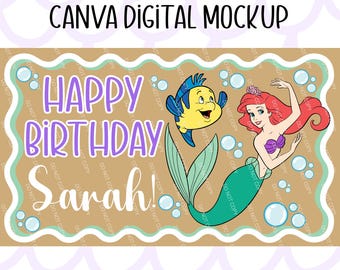 Mermaid Birthday Banner Template | Editable Ariel Party Decor (Digital Download)